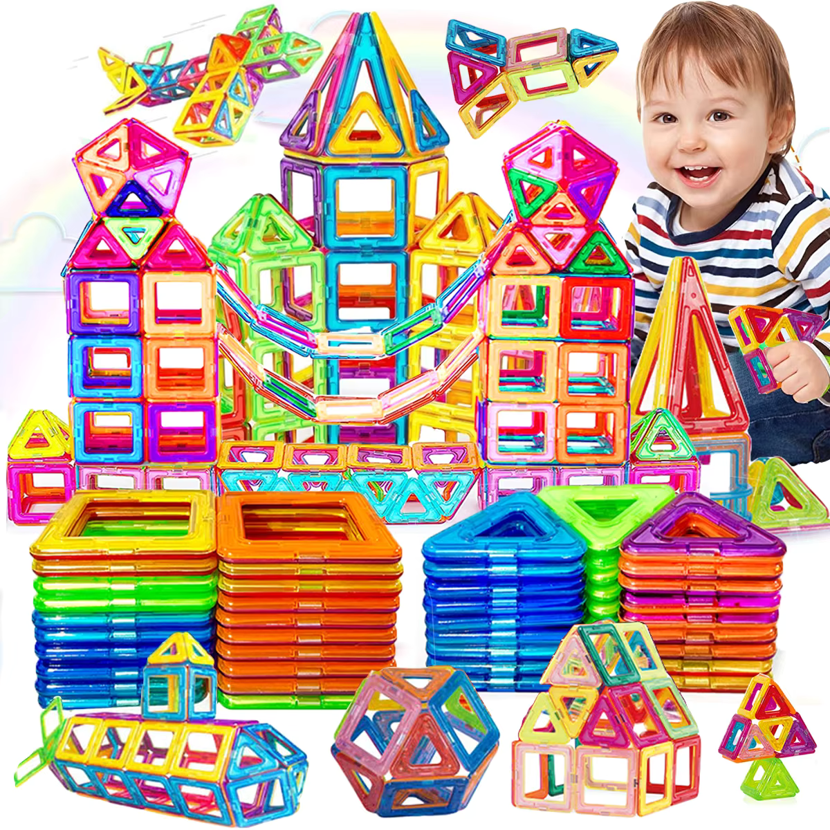 Baby Building Toys - 3 to 6 age - Mag Shapes Colorful Blocks | DIY Magnetic Block House - GadWitch Toys