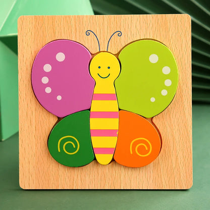 Butterfly Wood Puzzle for toddlers - Montessori Animal Puzzle woodcraft toys  - GadWitch Toys