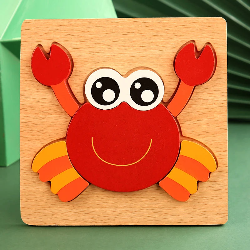 Crab Wood Puzzle for toddlers - Montessori Animal Puzzle woodcraft toys  - GadWitch Toys