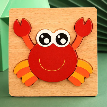 Crab Wood Puzzle for toddlers - Montessori Animal Puzzle woodcraft toys  - GadWitch Toys