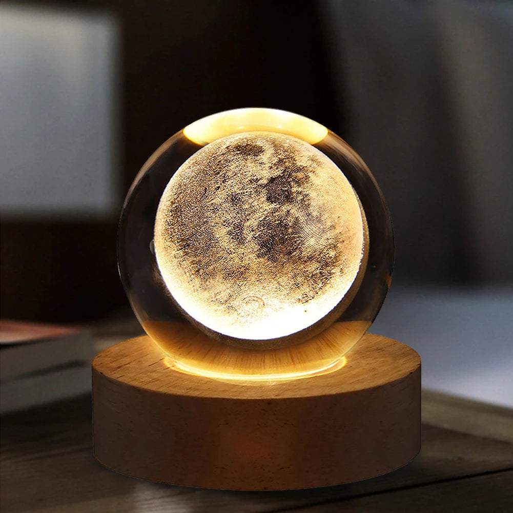 Details of Moon - Galaxy, Saturn & Moon Night Light | Starry Crystal Lamp - GadWitch Toys