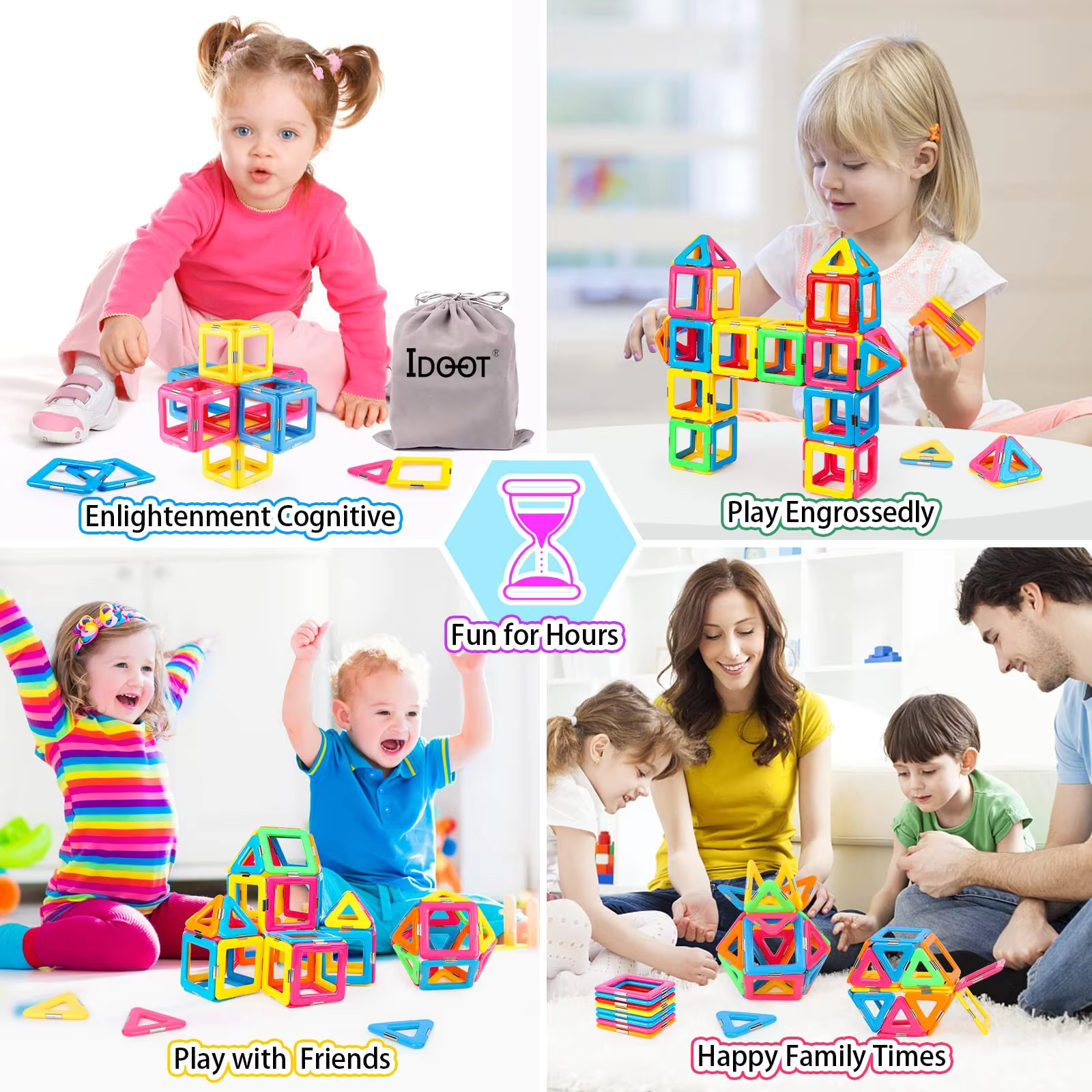 Magnet Toys - 3 to 6 age - Mag Shapes Colorful Blocks | DIY Magnetic Block House - GadWitch Toys