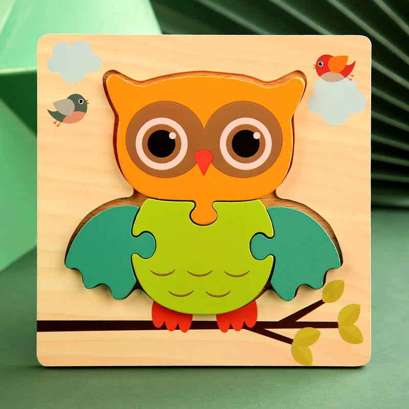 Owl 4 pieces Wood Puzzle for toddlers - Montessori Animal Puzzle woodcraft toys  - GadWitch Toys