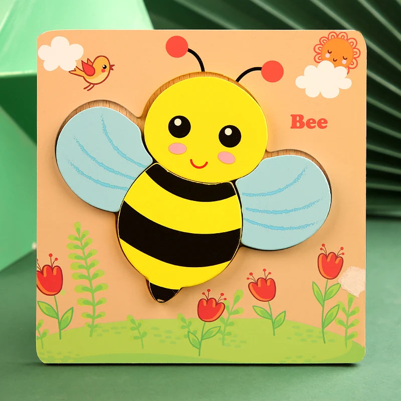 Bee Wood Puzzle for toddlers - Montessori Animal Puzzle woodcraft toys  - GadWitch Toys