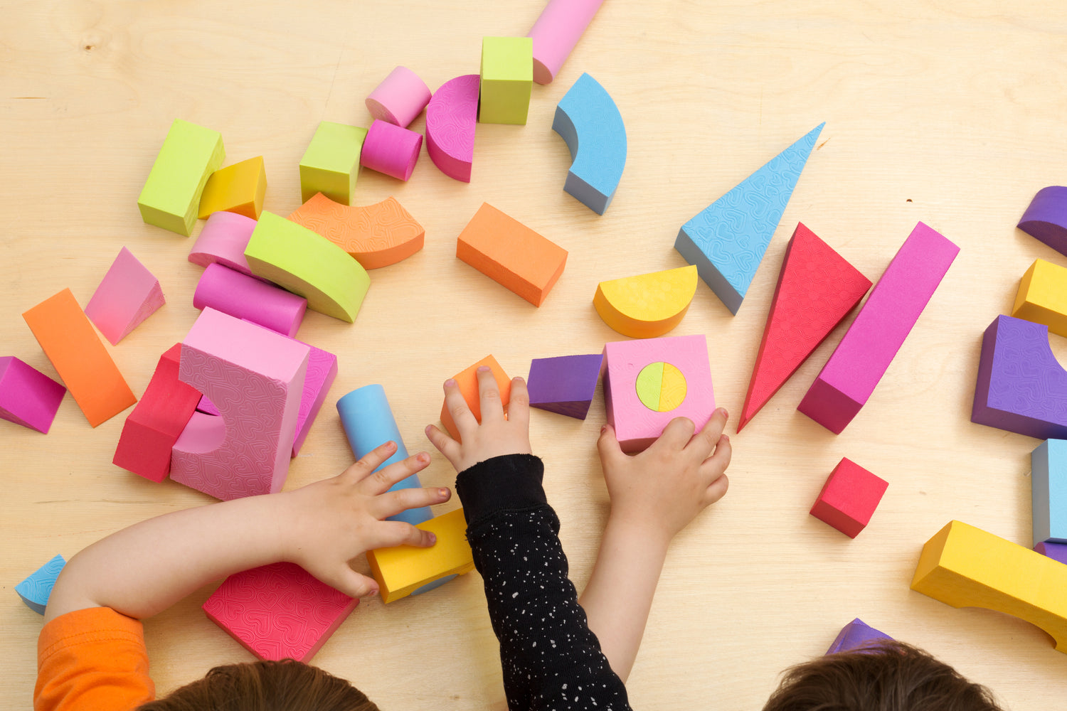 Toddlers sharing and Playing with Learning Toys blocks - GadWitch Toys