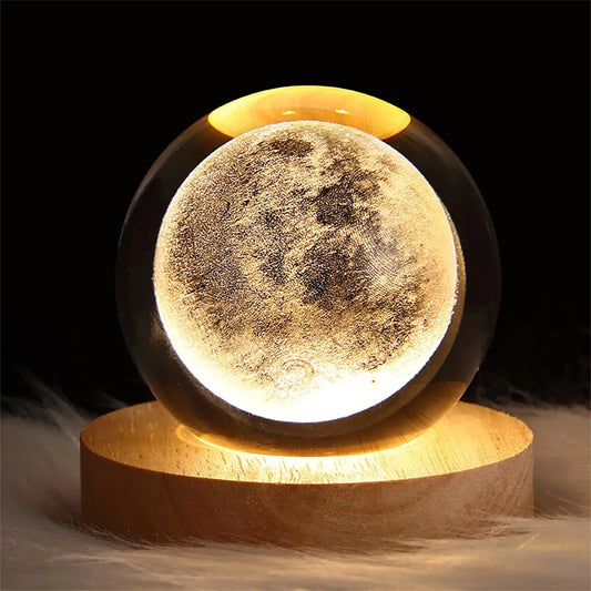 Full moon - Galaxy, Saturn & Moon Night Light | Starry Crystal Lamp - GadWitch Toys