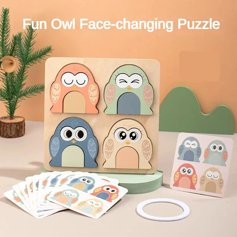 fun owl face changing puzzle - TinyOwls: Montessori Puzzles | Owl Face Changing Puzzle - GadWitch Toys