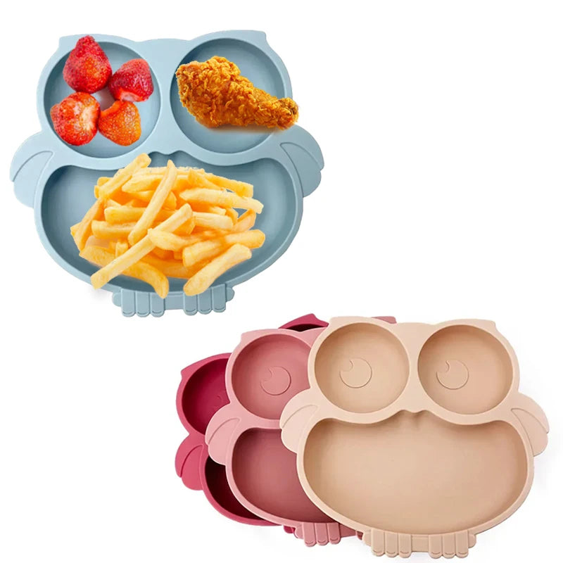 Cute Owl Plate - Silicone with Suction Dish for Babies - GadWitch Toys