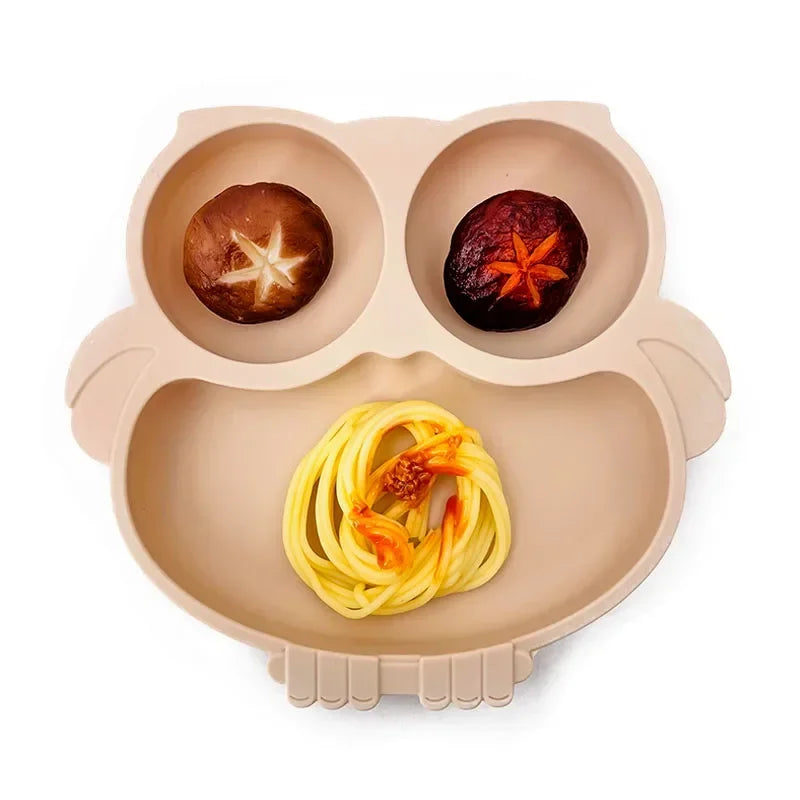 Cute Owl Plate - Silicone with Suction Dish for Babies - GadWitch Toys