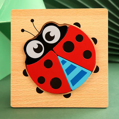 Ladybug Wood Puzzle for toddlers - Montessori Animal Puzzle woodcraft toys  - GadWitch Toys