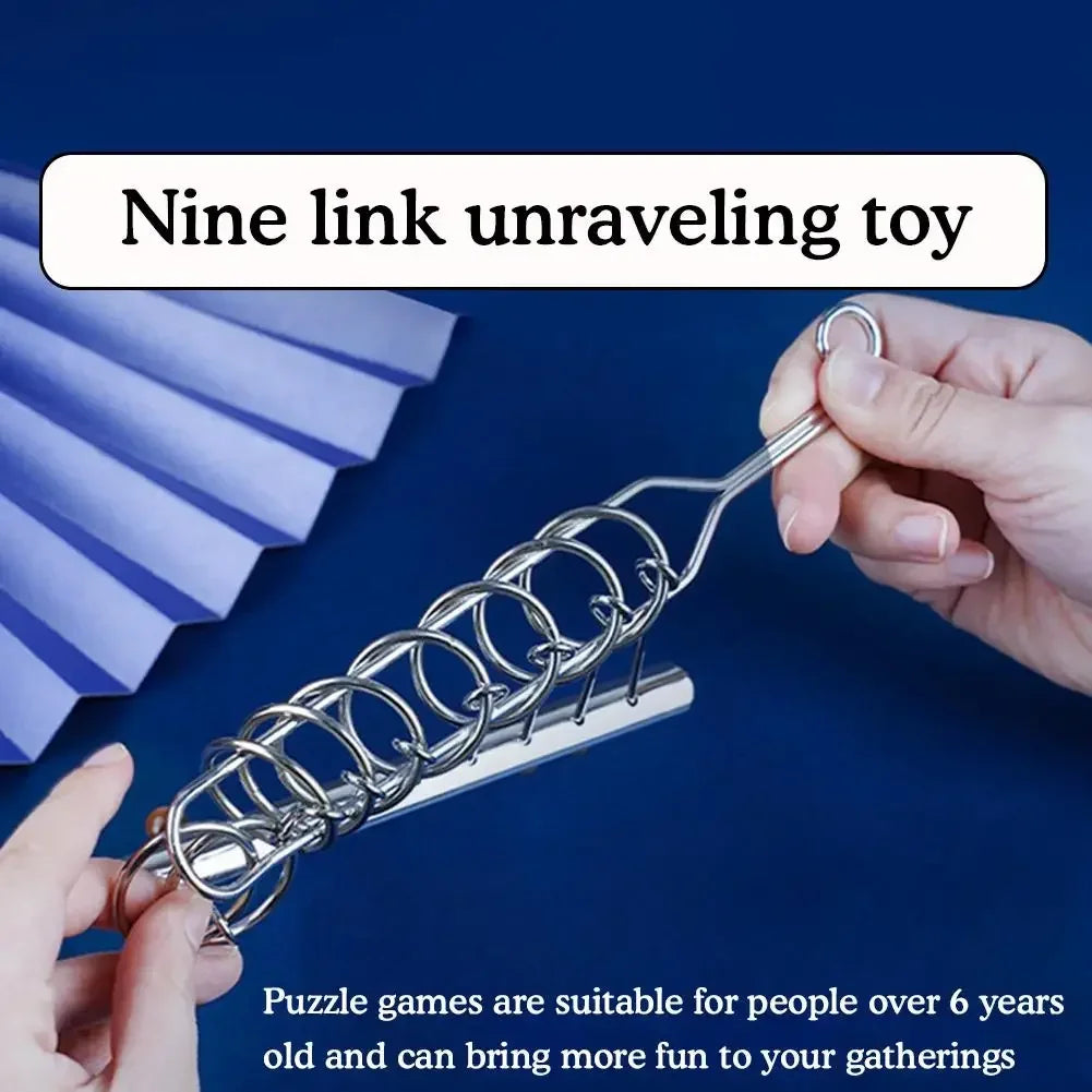 nine links unraveling toy puzzle - Metal Challenge Puzzle - Brain Teasers & Hard Riddles - Brain Teaser Metal - Challenge Puzzle Toy - GadWitch Toys